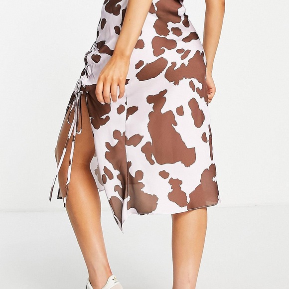 Light Pink Cow Print Women's Skirt